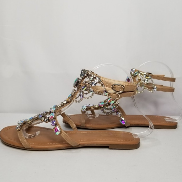 Thalia Sodi Women Jenesis Rhinestone Faux Leather Gladiator Sandals Size 7.5 NWT - Picture 1 of 9